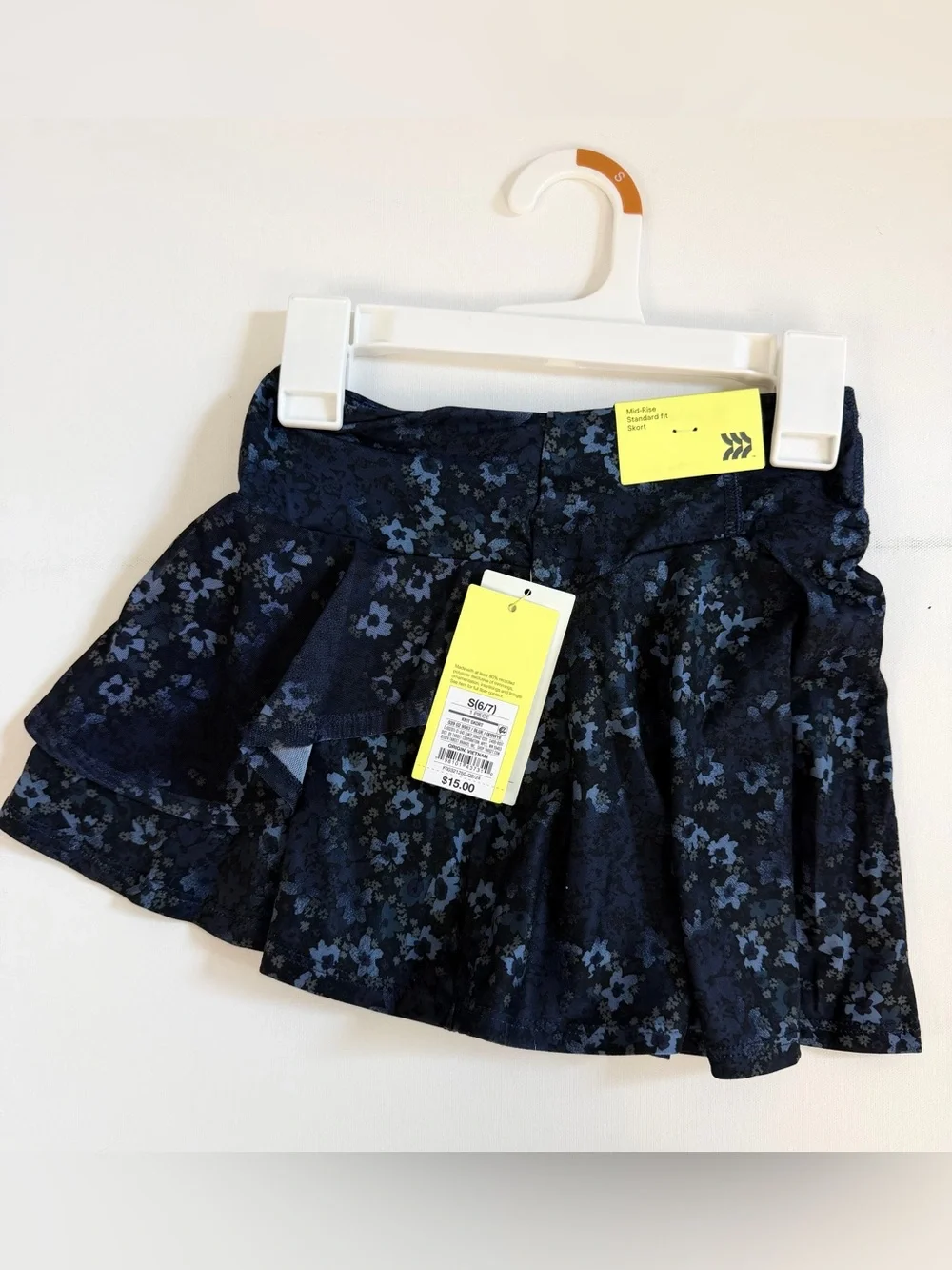 all in motion Navy Blue Floral Layered Skort w/Drawstring Adjustable Fit NWT